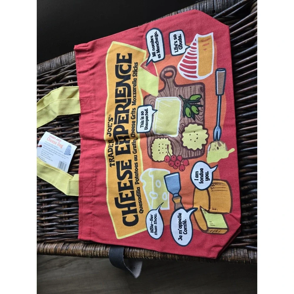 Trader Joe's Cheese Bag  Reusable Shopping Tote - Brand New w/ Tags 11B0371-0373